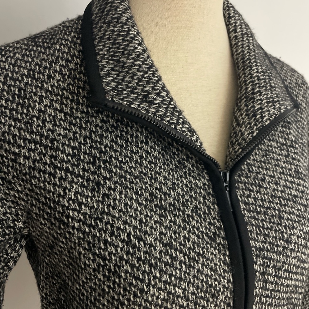 Lafayette 148 New York Zip Jacket Women 8P Black Wool Cashmere‎ Tweed Petite - Picture 2 of 9